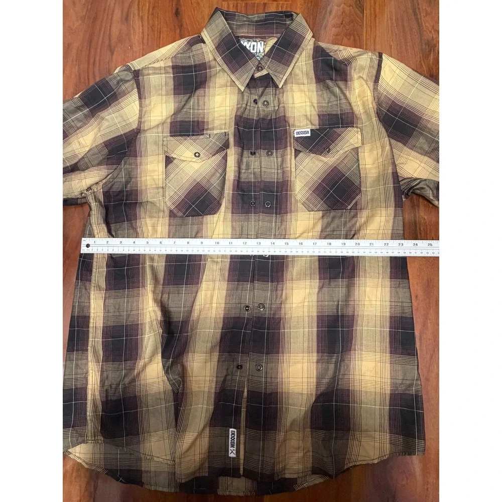 DIXXON Flannel Company The Alpha Mens XL Shirt Brown Plaid Bamboo Blend FS - Picture 4 of 6